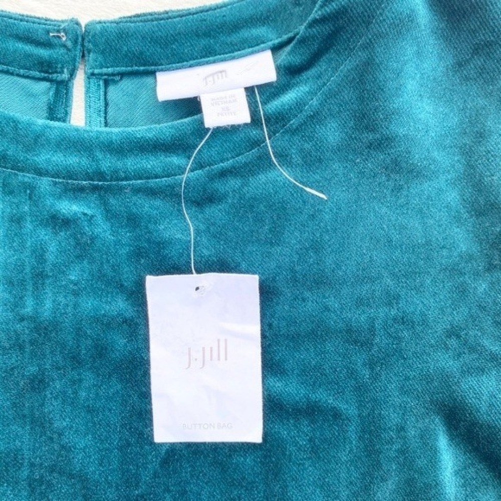 NWT J. Jill Velvet Shift Dress Womens XS Petite Green WDR279232 - Picture 2 of 8
